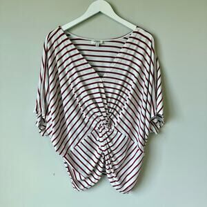 Umgee | Red and White Striped Dolman Knot Front Top Size Medium